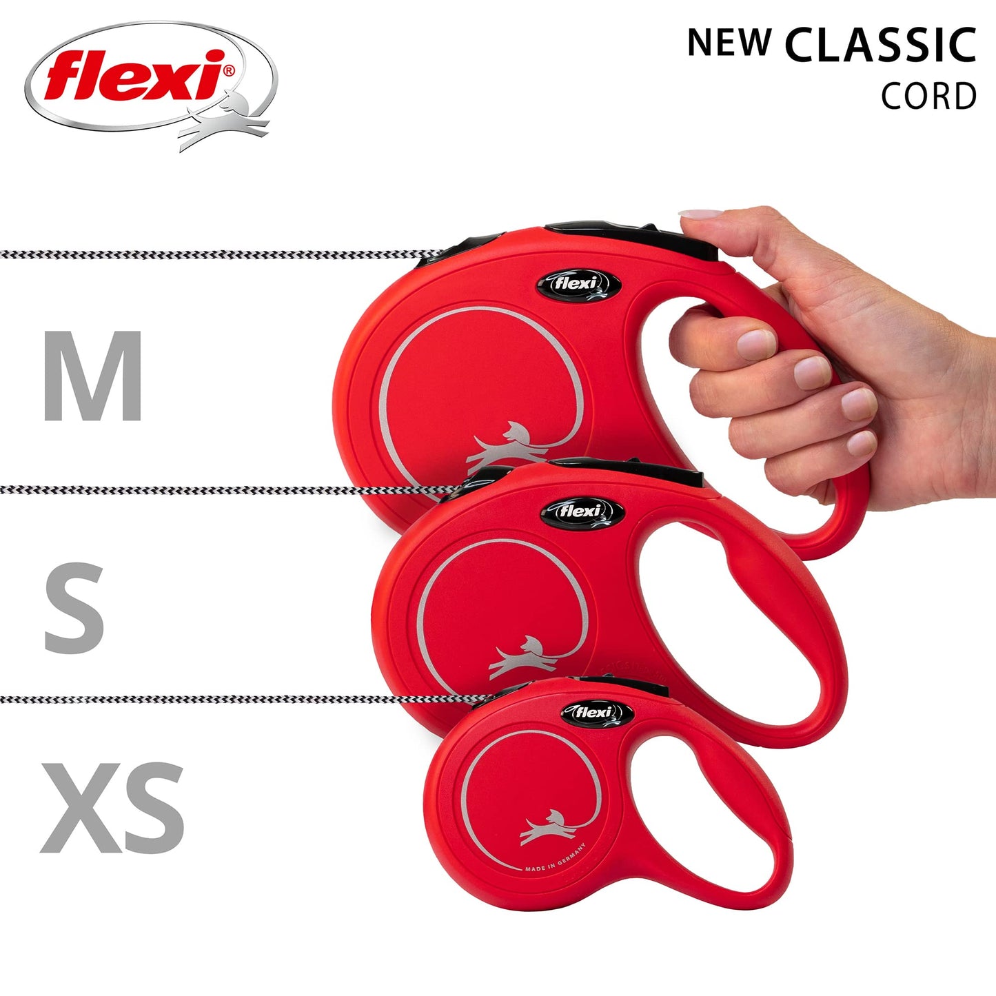 Litar për qen, Flexi XS Classic, Cord, Red, 3m.