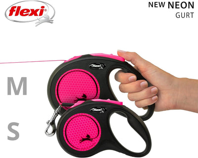 Litar për qen, Flexi M  Neon Pink, Tape, 5m.