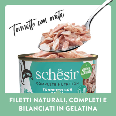Ushqim i plotë dhe i balancuar, Schesir, Tuna with Seabream in jelly, 85 gr.