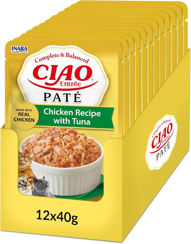 Ushqim i lëngëshëm për mace, Ciao Entree Pate, Chicken with Tuna, 40 gr.