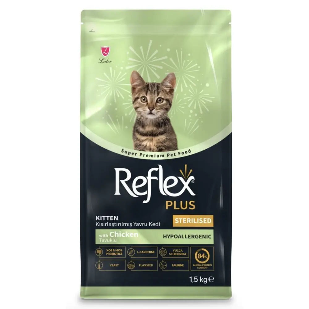 Ushqim për kotele, Reflex plus, me pulë, sterilised, 1.5 kg