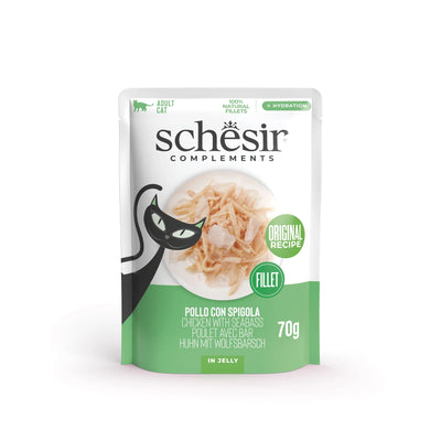 Ushqim komplementar i lëngëshëm, Schesir Chicken & Seabass, 70 gr.
