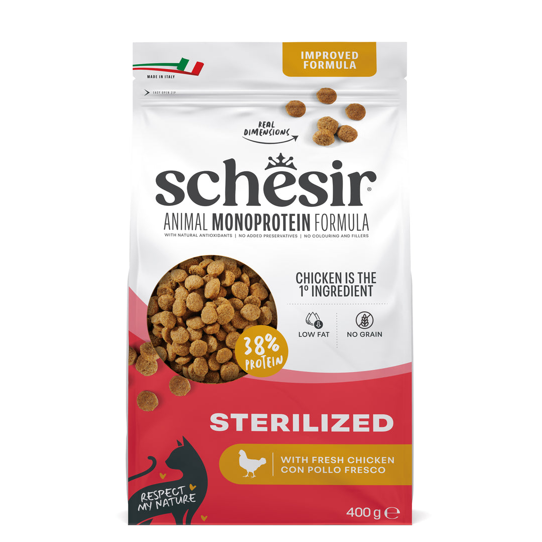 Ushqim i thatë për mace, Schesir Sterilised, Chicken, 400 gr.