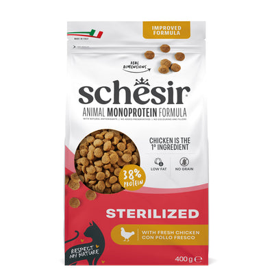 Ushqim i thatë për mace, Schesir Sterilised, Chicken, 400 gr.