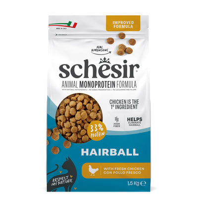 Ushqim i thatë për mace, Hairball, Chicken, Schesir, 1.5 kg.