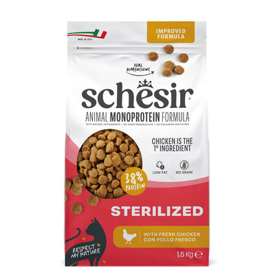 Ushqim për mace të sterilizuara, me pulë, Schesir