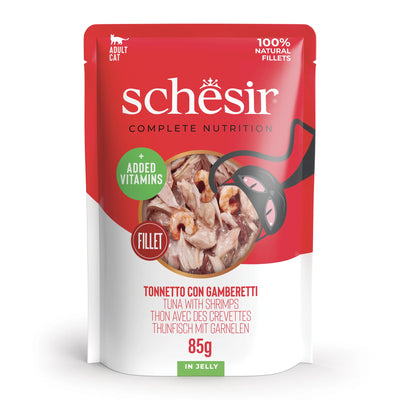 Ushqim i plotë dhe i balancuar, Schesir, Tuna & Shrimp in Jelly, Pouch, 85 gr.
