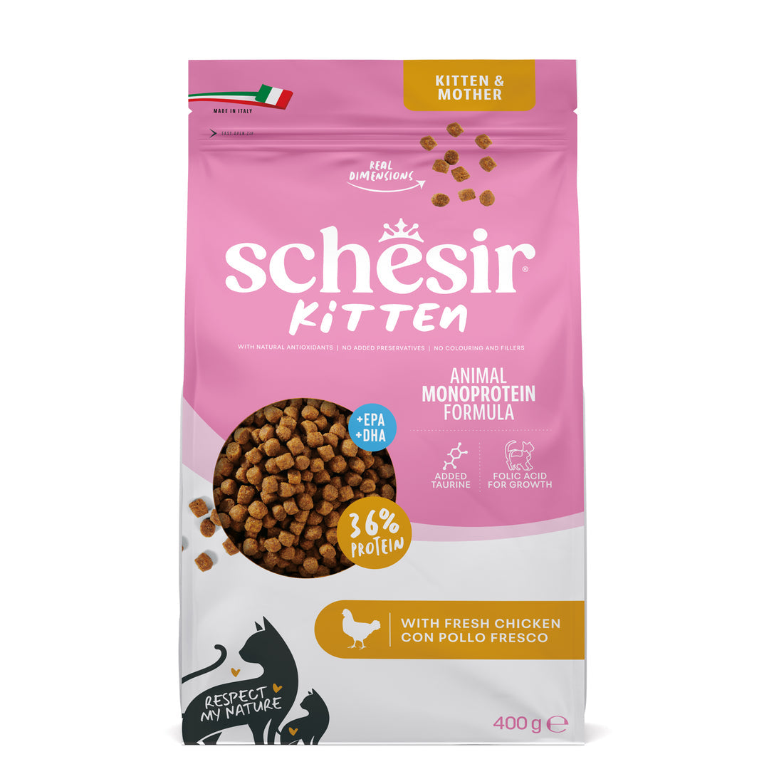 Ushqim i thatë për kotele, Schesir Kitten, 400 gr.