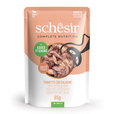 Ushqim i plotë dhe i balancuar, Schesir, Tuna with Salmon in jelly, 85 gr.