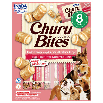 Shpërblime për qen, Churu Bites, pulë & salmon, 8 x 12 gr.