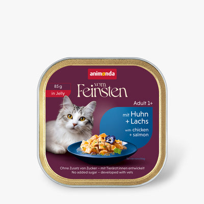 Ushqim i lëngëshëm për mace, VF Cat Chicken+ Salmon, 85 gr.