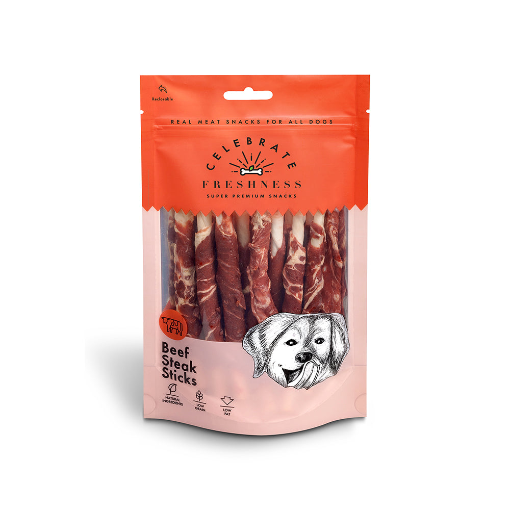 Shpërblime për Qen, Shkopinj me biftek, Celebrate Freshness, 100 gr