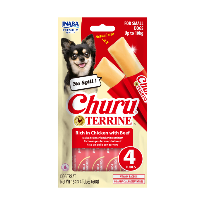 Shpërblime për qen, Churu Terrine, Rich in Chicken with Beef, 15g x 4 tubes