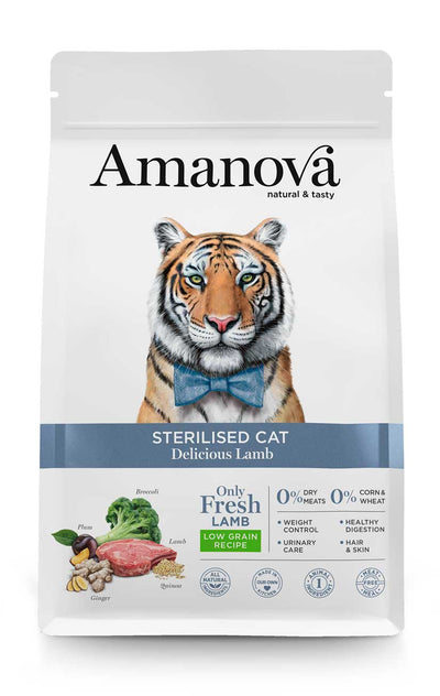 Ushqim për mace, Amanova Adult Cat, Sterilised, Delicious Lamb, 1.5 kg