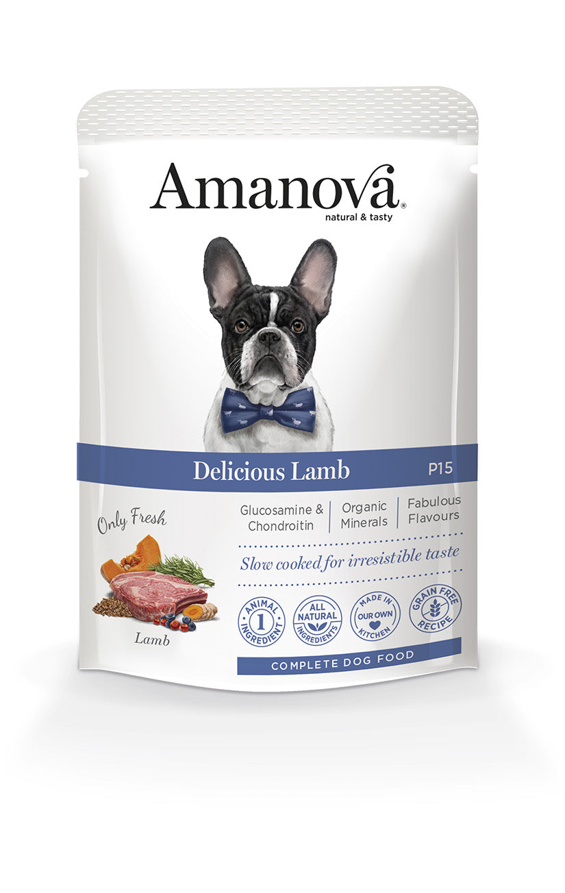 Ushqim i lëngëshëm për qen, Amanova,Lamb & Pumkin, 100 gr,