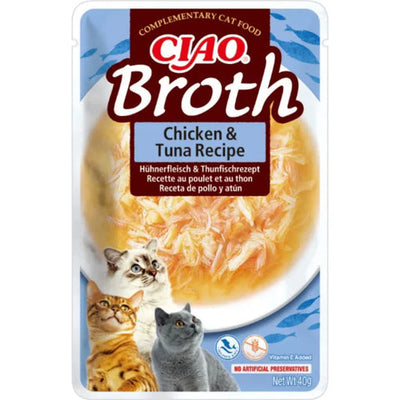 Ushqim i lëngëshëm për mace, Ciao Broth Chicken & Scallop, 40 gr.