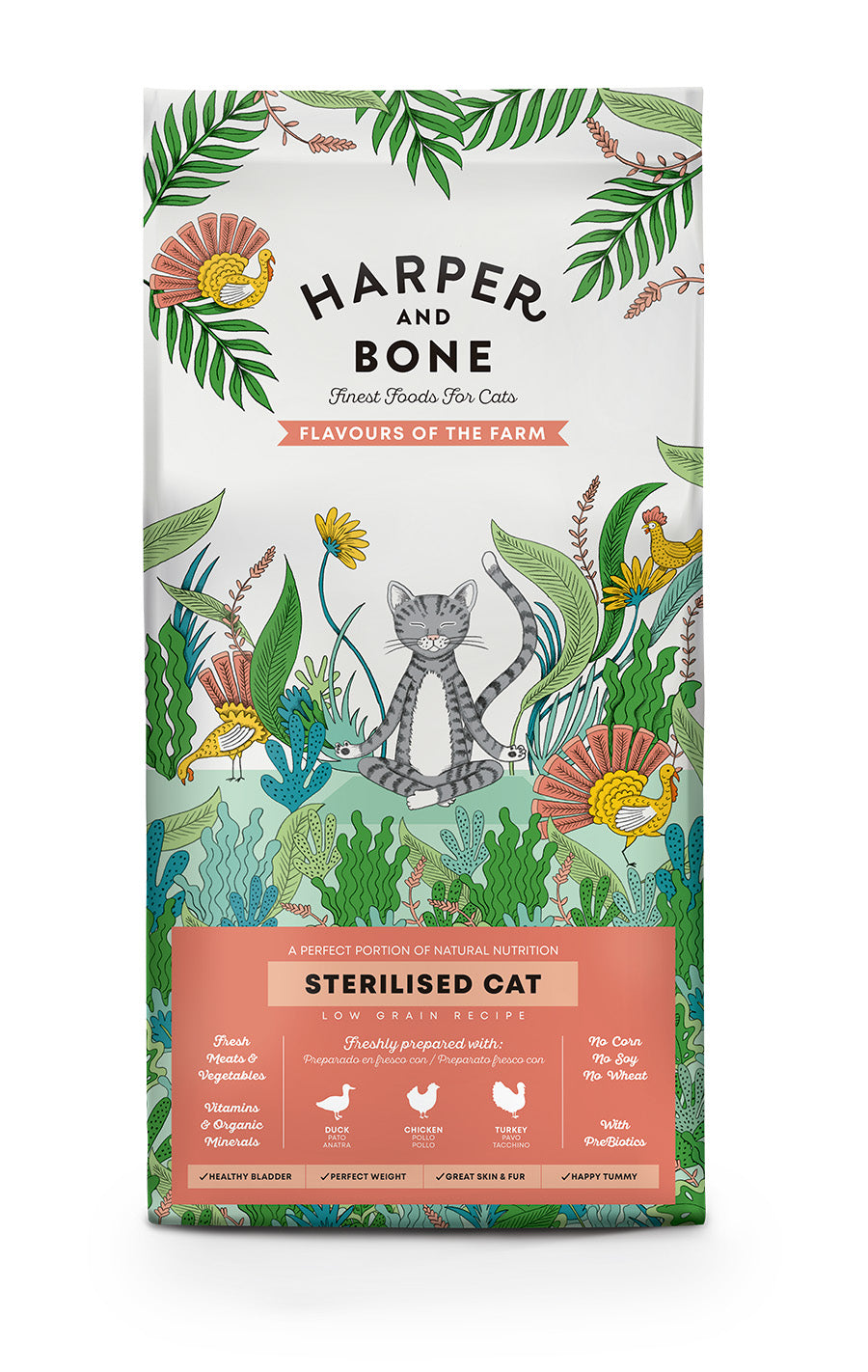 Ushqim për mace te sterilizuara, Harper and Bone, Flavors of the Farm Sterilised, 2 kg.