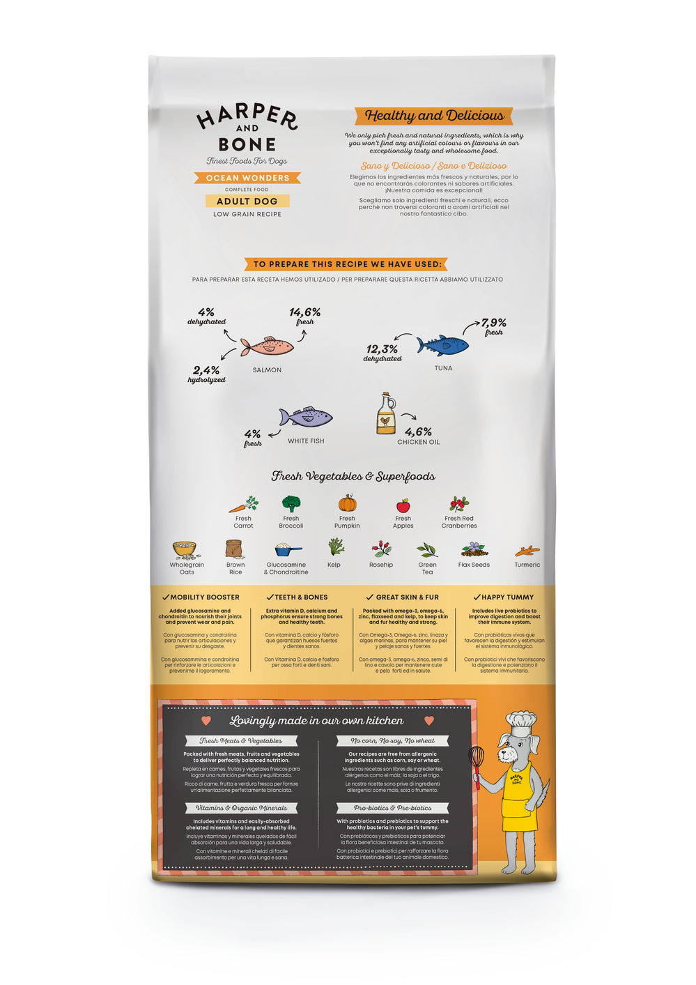 Ushqim për qen, Harper and Bone, Adult Medium/ Large, Ocean Wonders, 12 kg
