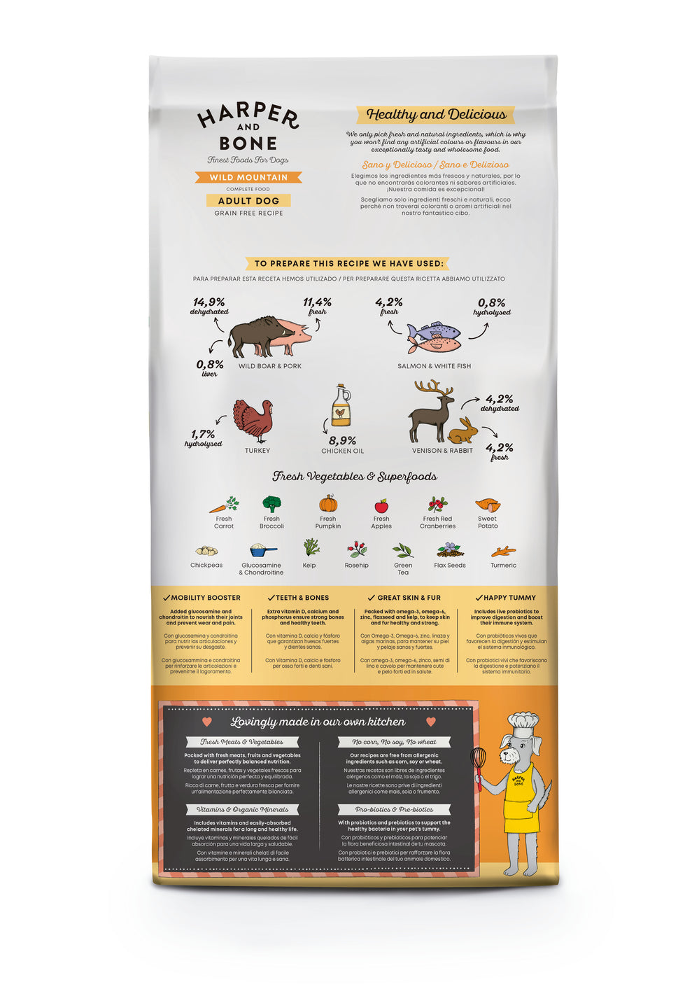 Ushqim për qen, Harper and Bone, Adult Medium/ Large Wild Mountain, 12 kg