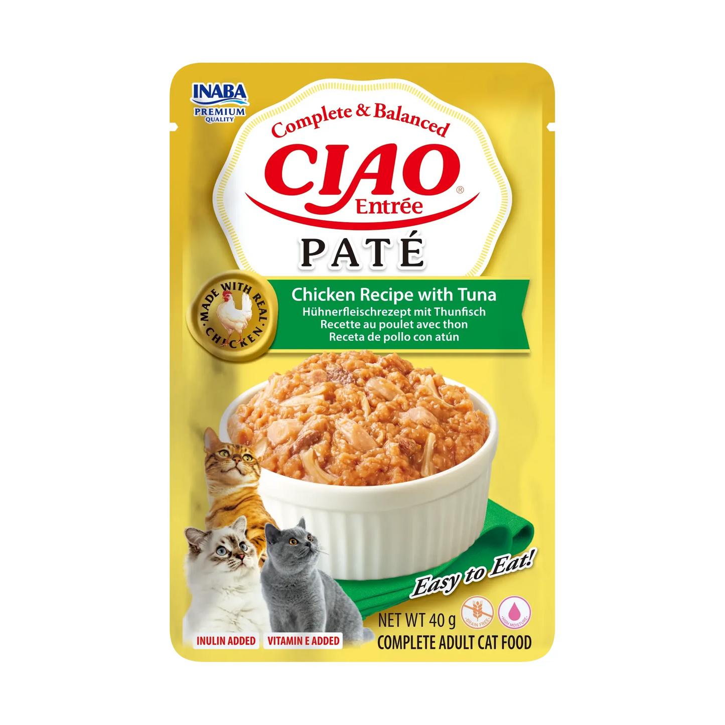 Ushqim i lëngëshëm për mace, Ciao Entree Pate, Chicken with Tuna, 40 gr.