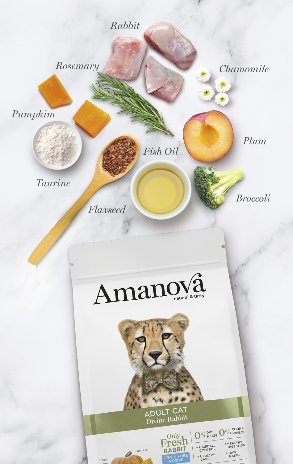 Ushqim për mace, Amanova Adult Cat, Divine Rabbit, No Grain, 1.5 kg