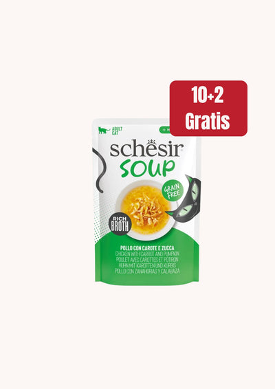 Sup për mace, Schesir, Pulë & Karrotë & Kungull 10+2 gratis