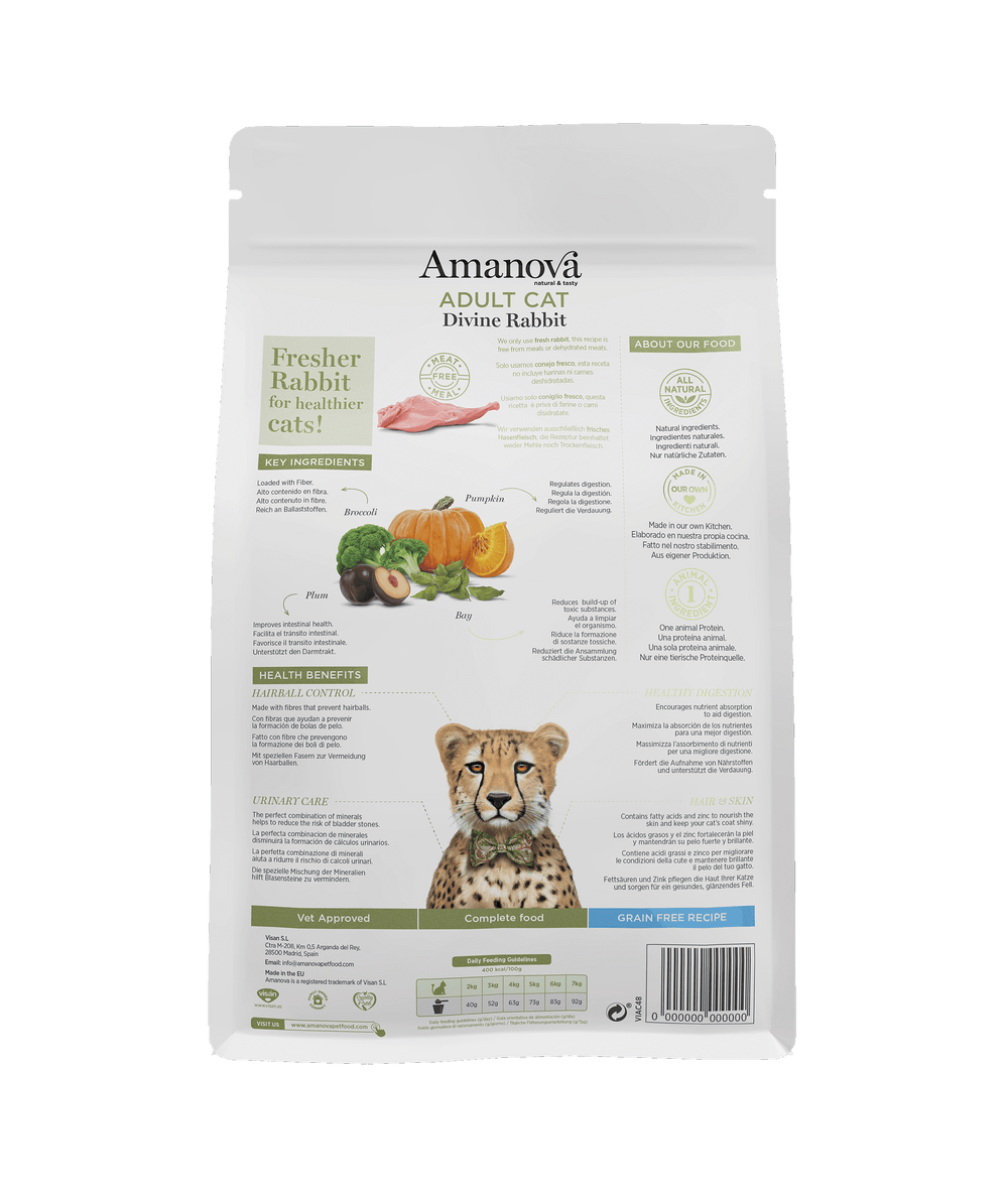 Ushqim për mace, Amanova Adult Cat, Divine Rabbit, No Grain, 1.5 kg