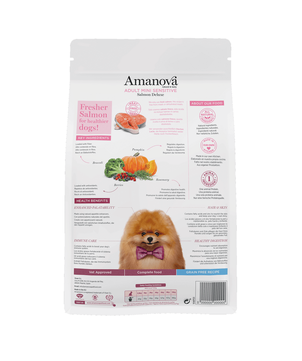 Ushqim për qen, Amanova Adult Mini Sensitive, Salmon Deluxe, 2kg