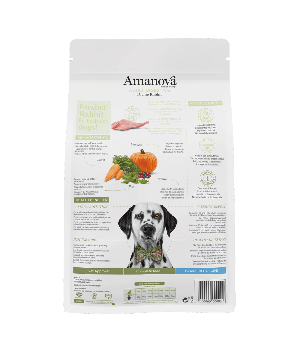 Ushqim për qen, Amanova Divine Rabbit, Digestive, 10 kg