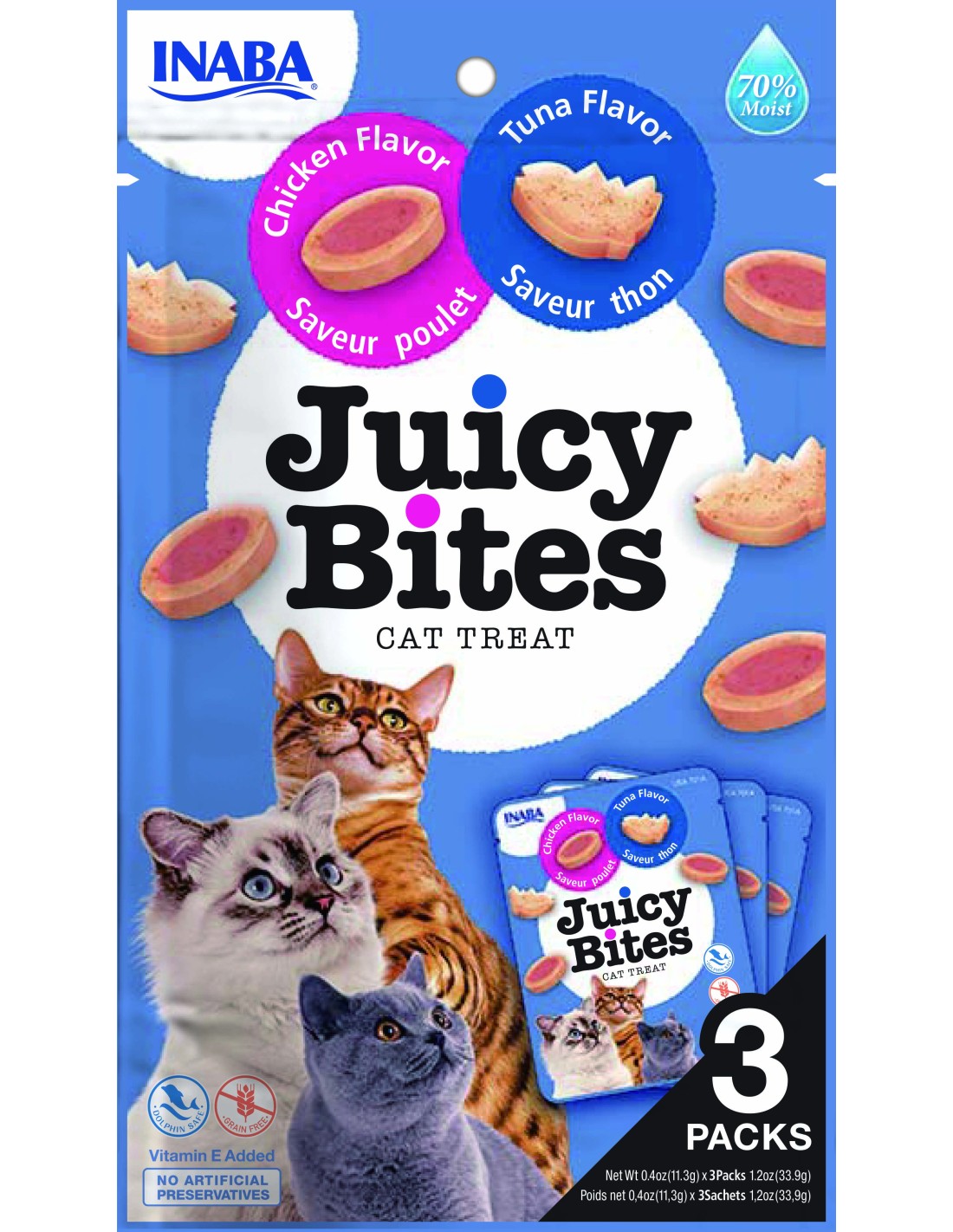 Juicy Bites, chicken & tuna 3 pcs ( 3 x 11.3 gr).