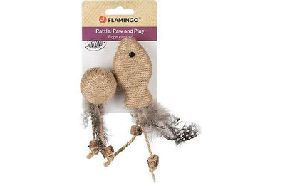 Lodër grithëse për mace, Yutsa Fish+ Ball, 15x4,5x2,5CM, Flamingo