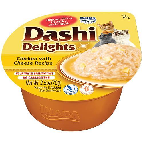 Ushqim i lëngëshëm për mace, Dashi Delights, pulë & djath,70 gr.