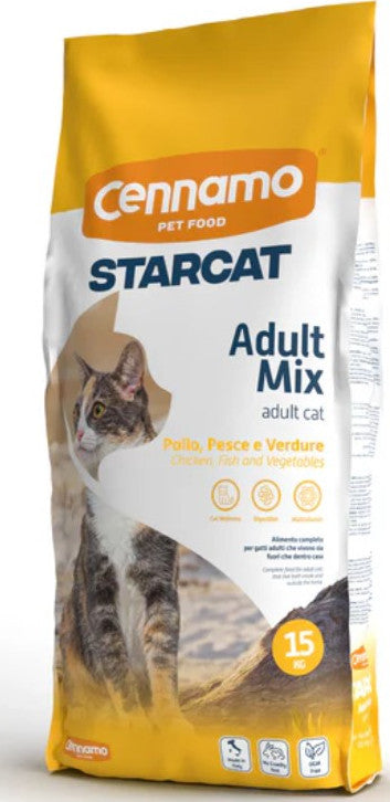 Ushqim i thatë për mace, StarCat Mix, Chicken & Fish, 15 kg