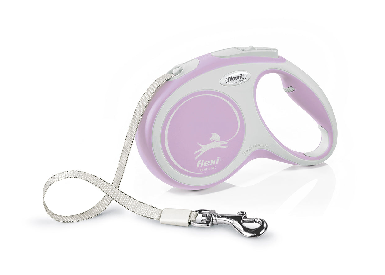 Litar për qen, Flexi New Confort, M, Tape, 5m, Rose.