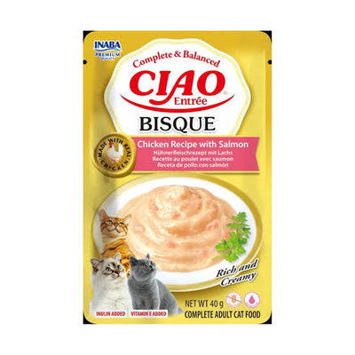 Ushqim i lëngëshëm për mace, Ciao Entree Pate, Chicken with Salmon, 40 gr.