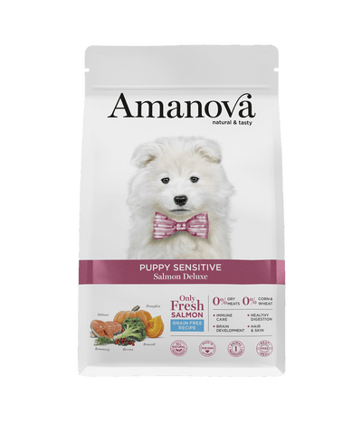 Ushqim për kelysh, Amanova Puppy Sensitive, Salmon Deluxe, 2 kg