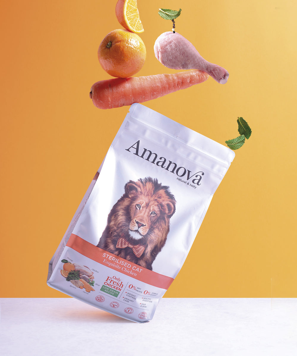 Ushqim për mace, Amanova Adult Cat, Sterilised Chicken, 1,5 kg