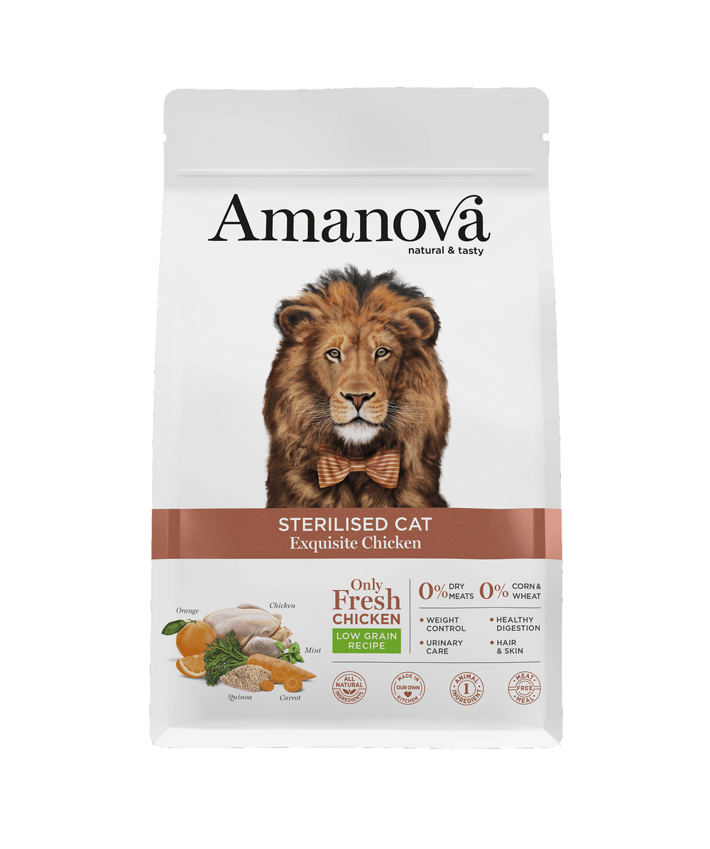 Ushqim për mace, Amanova Adult Cat, Sterilised Chicken, 1,5 kg