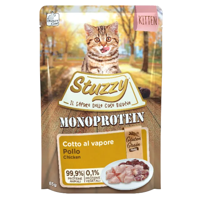 Ushqim i lëngëshëm për kotele, Stuzzy monoprotein chicken, 85 gr