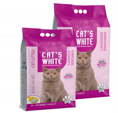 Zall - Shtroje higjienike per mace, bentonit Cats white me arome lavandre, 11.8 l