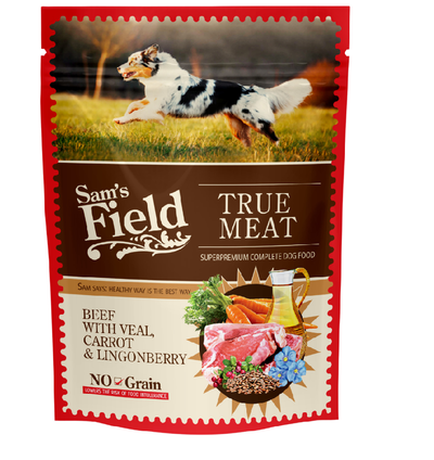 Ushqim i lengshem me mish gjedhi ,Sam's field, 260 gr.