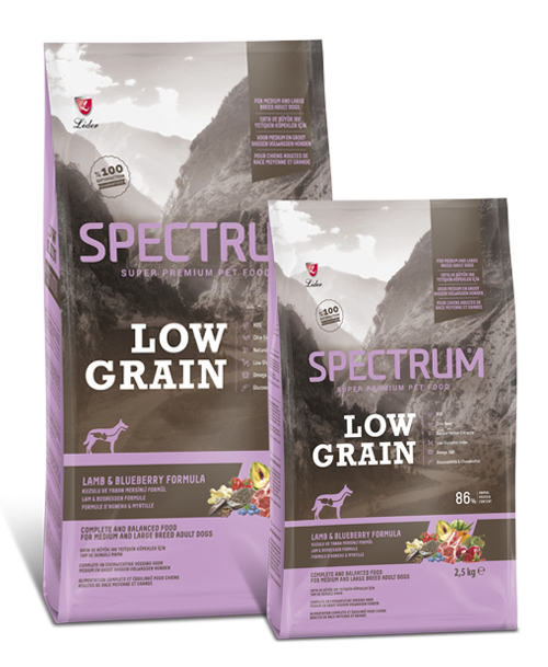 SPECTRUM LOW GRAIN LAMB & BLUEBERRY FORMULA FOR MEDIUM AND LARGE BREED ADULT DOG