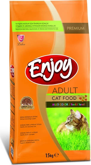 Ushqim për mace, Enjoy Multicolor, me pulë, 15kg